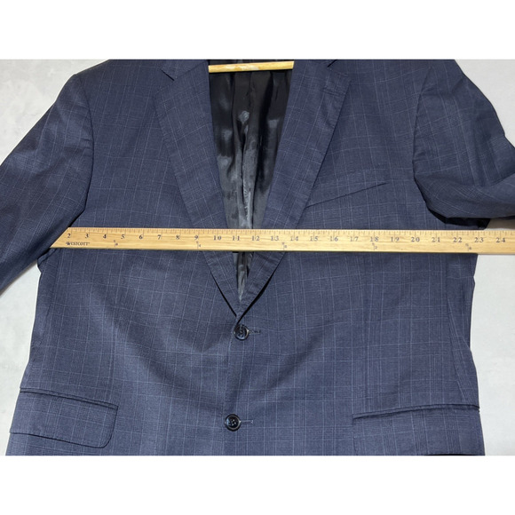 Peter Millar Suit Jacket Blazer Mens 46T Blue Plaid Two Button Double Vent - Picture 8 of 16